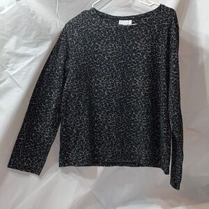Charter Club Black Animal Print Long Sleeve Cotton Shirt Size L